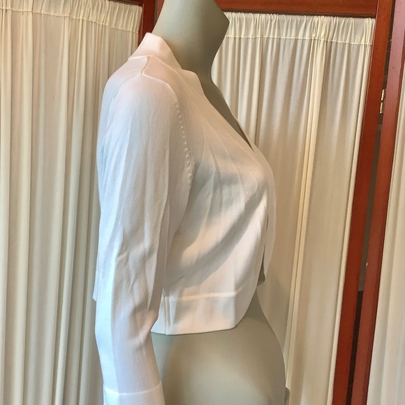Eliza J White Bolero Knit Shrug Cardigan 3/4 Sleeve Size Medium - Picture 2 of 8